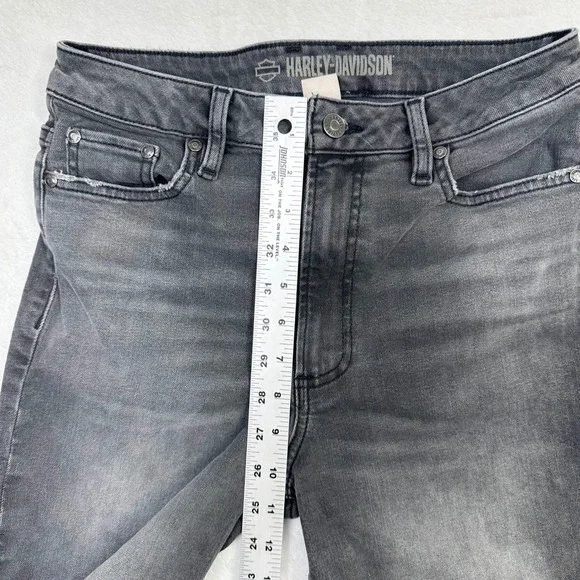 Harley-Davidson Jeans Womens 29 W Faded Black High Rise Straight Leg Motorcycle - Picture 4 of 11